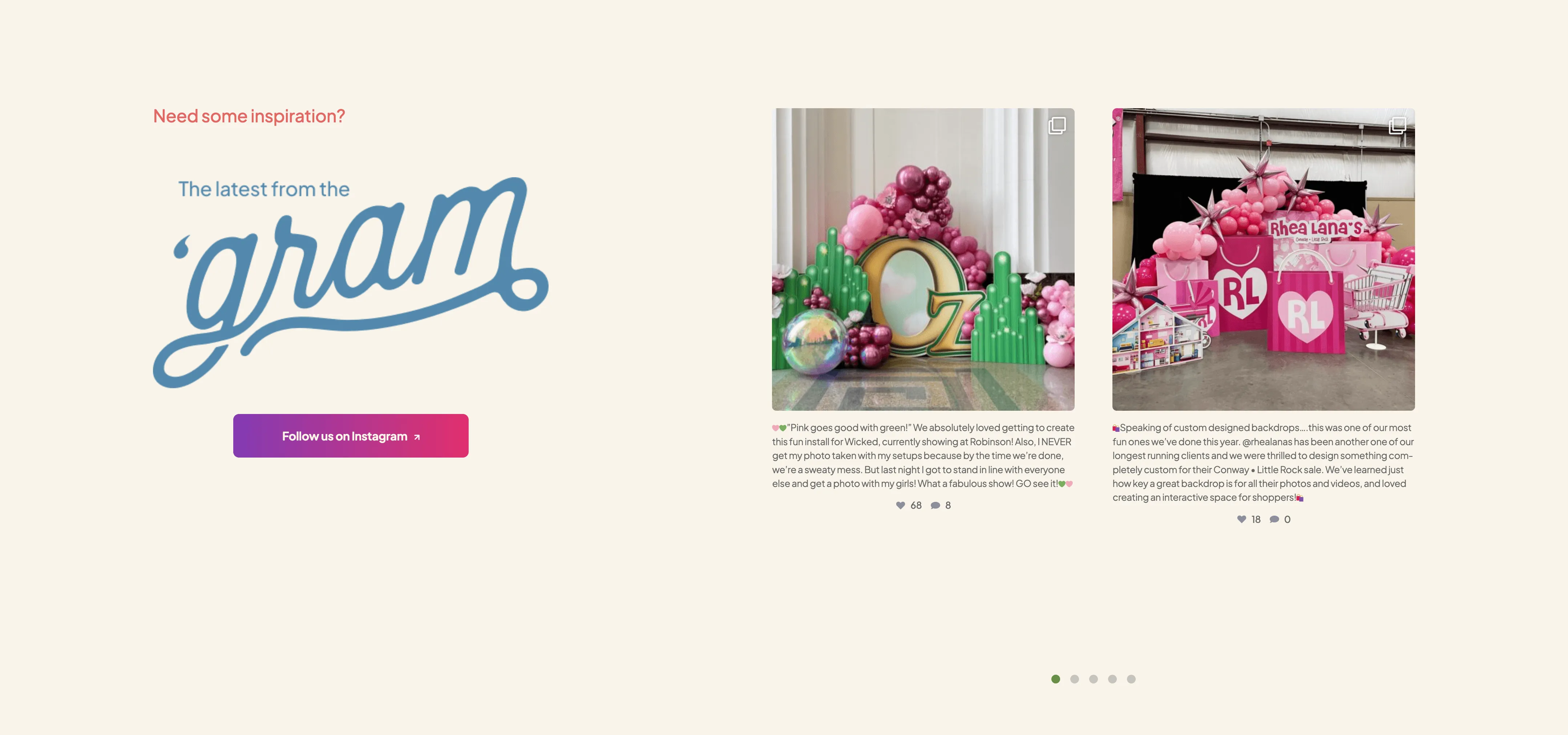 Instagram API connection for Just Peachy