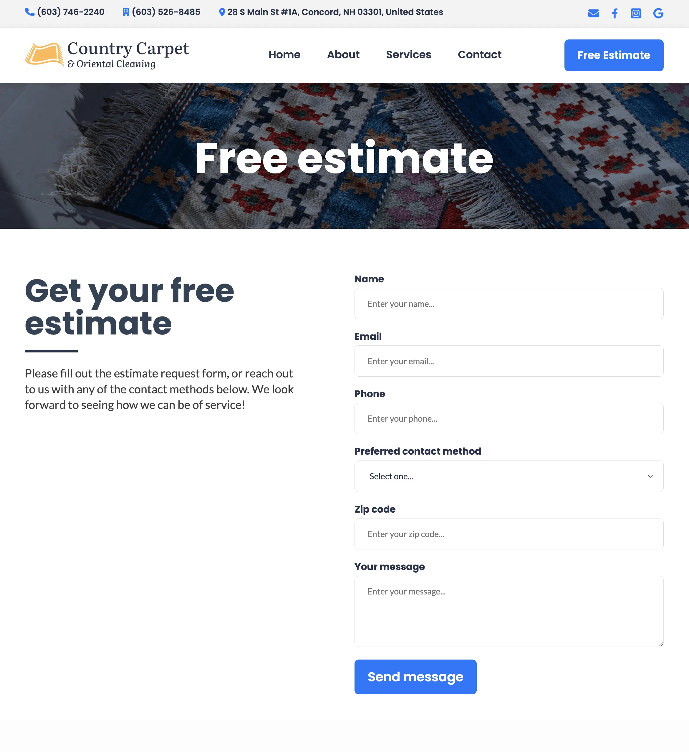 Carpet cleaning online booking form